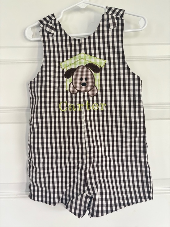 Other - Black & White Gingham Puppy Romper -
Carter Monogrammed
Hand sewn